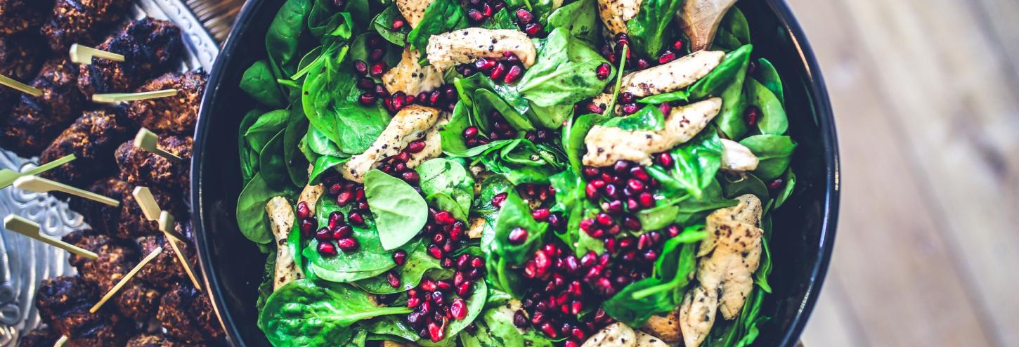 Healthy Salad with Chicken and Pomegranates